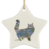 Cat Lilies Ceramic Ornaments in 4 Shapes