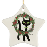 Victor in Christmas Wreath Ceramic Ornaments in 4 Shapes