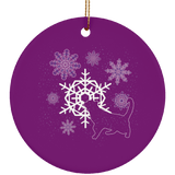 Cat and Snowflakes Ceramic Ornaments in 4 Shapes