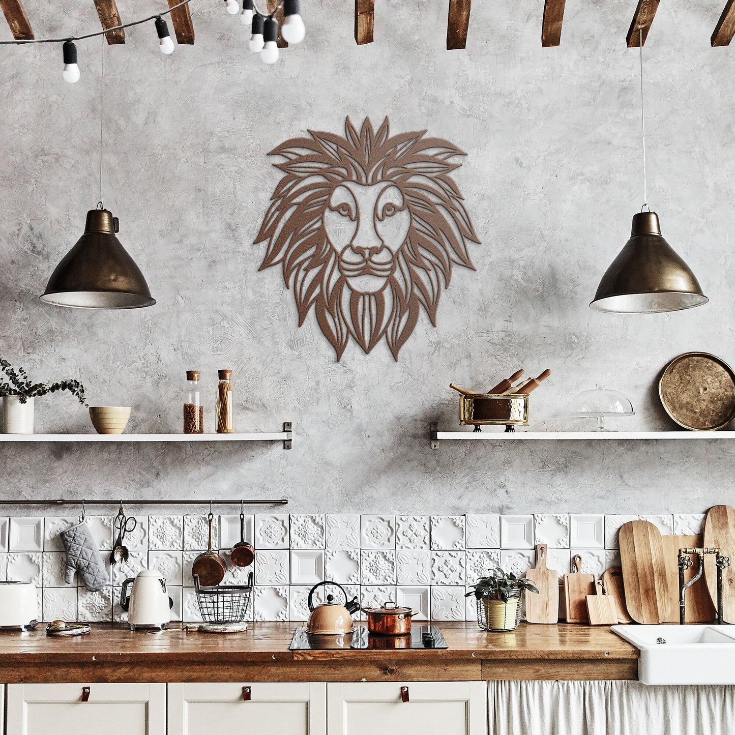 Lion Face Metal Wall Art