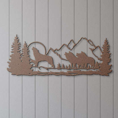 Wolf Pack in Mountains - Metal Wall Art