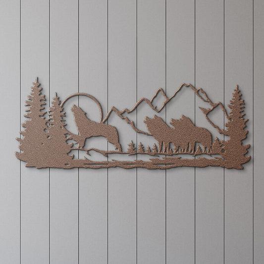 Wolf Pack in Mountains - Metal Wall Art