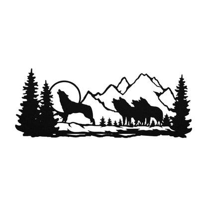 Wolf Pack in Mountains - Metal Wall Art