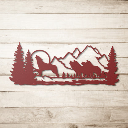 Wolf Pack in Mountains - Metal Wall Art