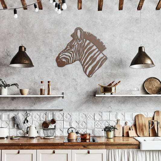 Zebra Head Metal Wall Art