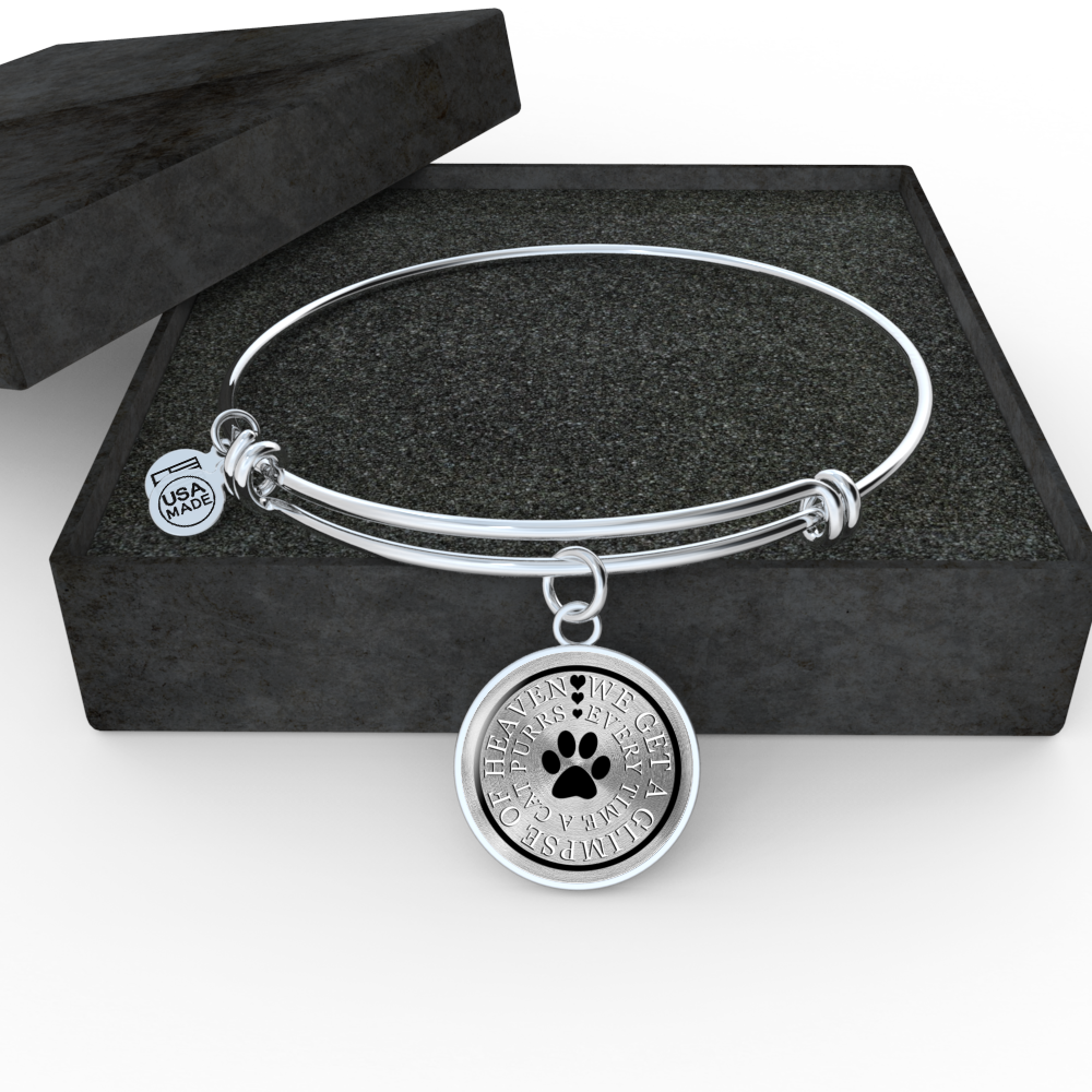 We Get a Glimpse of Heaven Every Time a Cat Purrs - Pendant or Bangle Bracelet