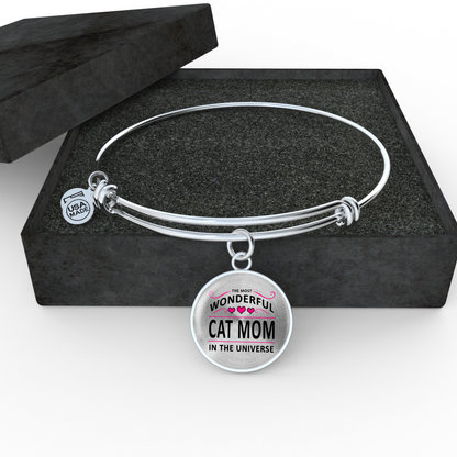 Most Wonderful Cat Mom in the Universe - Pendant Necklace or Bangle Bracelet