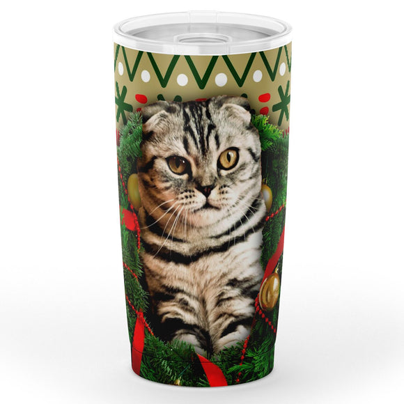 Scottish Fold Cat Christmas Travel Mug