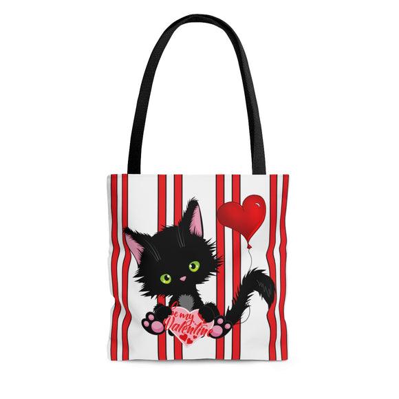 Lucky the Black Cat with Valentine - Cloth Tote Bag