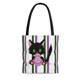 Lucky the Black Cat with Easter Egg Cloth Tote Bag