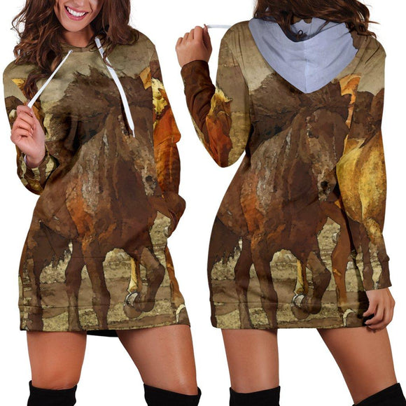 Stampeding Horses Hoodie Dress