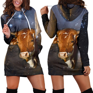 Galaxy Cow Hoodie Dress