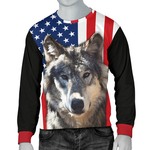 Wolf Face Flag Mens Sweater