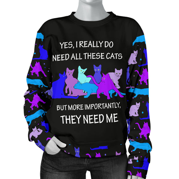 They Need Me - Blue Cats Womens Sweater