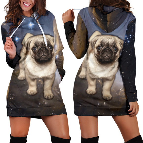 Galaxy Pug Hoodie Dress