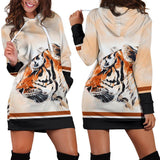 Watercolor Tiger Face Hoodie Dress