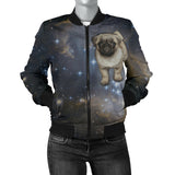 Galaxy Pug Womens Bomber Jacket