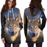 Galaxy Wolf Hoodie Dress