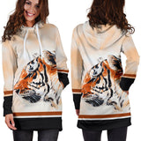 Watercolor Tiger Face Hoodie Dress