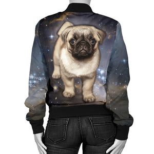 Galaxy Pug Womens Bomber Jacket