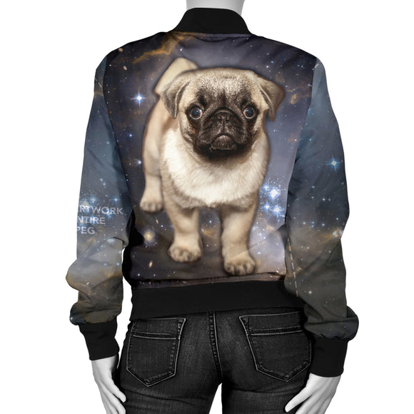 Galaxy Pug Womens Bomber Jacket