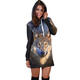 Galaxy Wolf Hoodie Dress