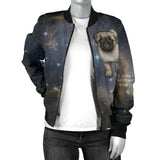 Galaxy Pug Womens Bomber Jacket