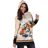 Watercolor Tiger Face Hoodie Dress