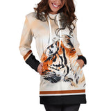 Watercolor Tiger Face Hoodie Dress