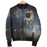 Galaxy Pug Womens Bomber Jacket